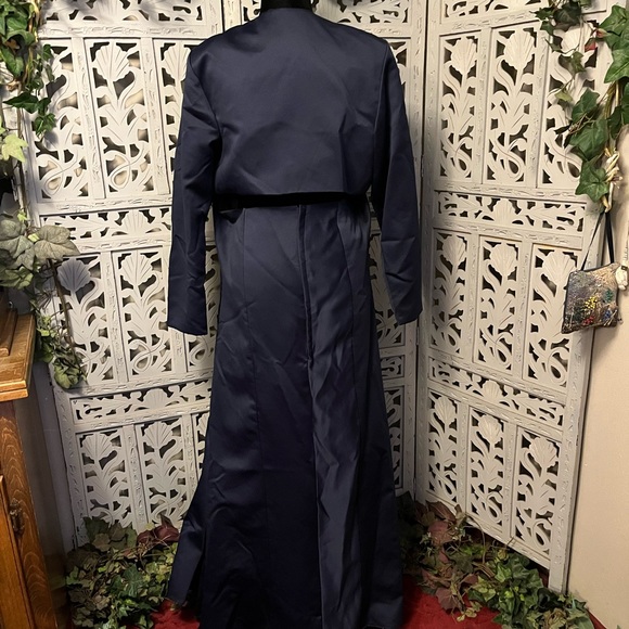 NIGHT SCENE ELEGANT NAVY BLUE 2pc DRESS & JACKET WITH BEADING FORMAL DRESS - Picture 6 of 15